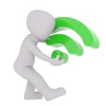 character holding wifi icon